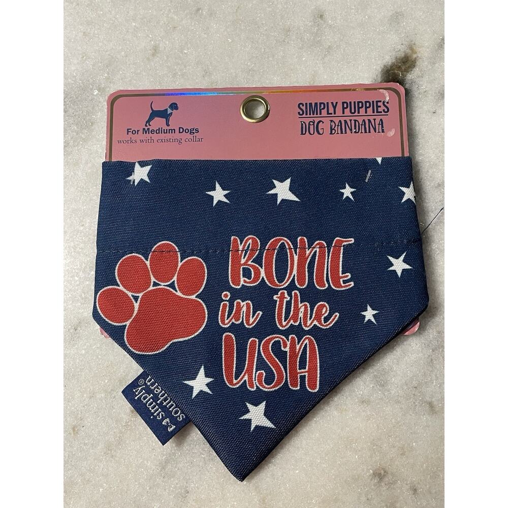 Simply Southern Medium Dog Bandana Bone In The USA Works W Existing Collar New